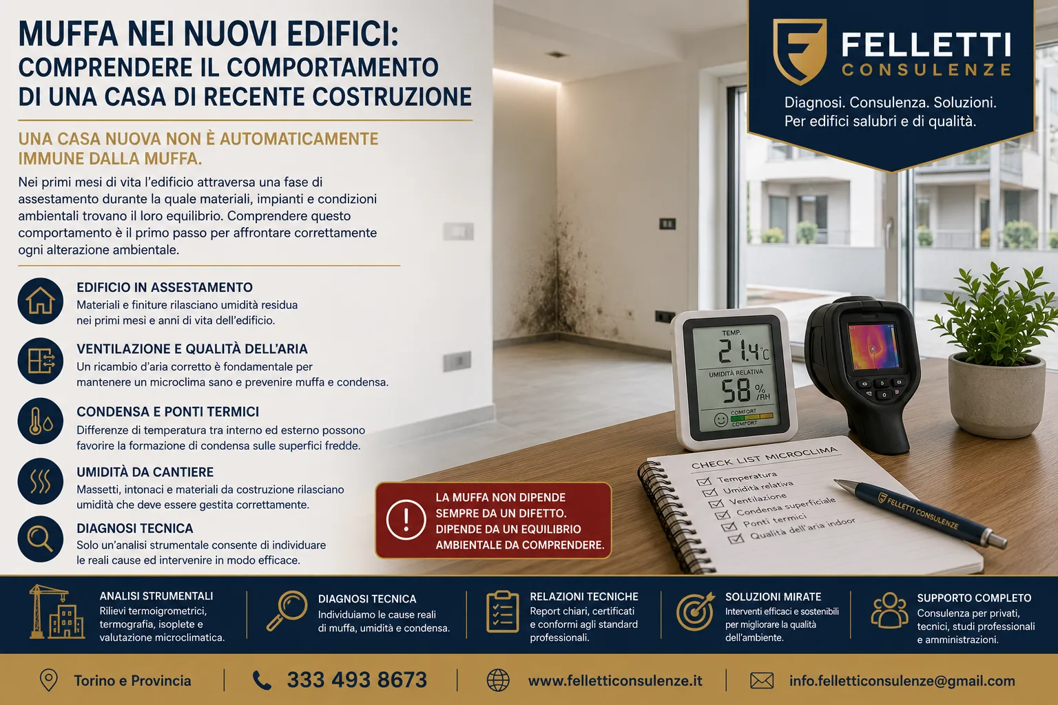 Felletti Consulenze può esaminare il quesito, definire gli accertamenti proporzionati e restituire conclusioni tecniche motivate, con indicazione delle priorità correttive e dei criteri di verifica.